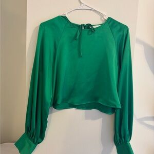 Elegant Green Satin Women's Top